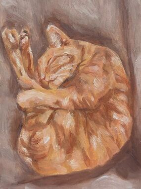 “Cozy Shrimp” Original Oil Painting - oil on paper